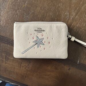 Coach Cream Wristlet with Wand and Star Design